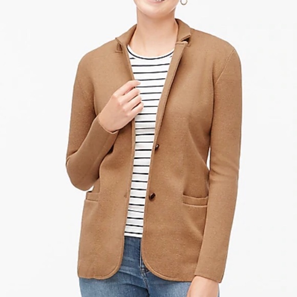 J Crew G939 Camel Tan Sweater Blazer 